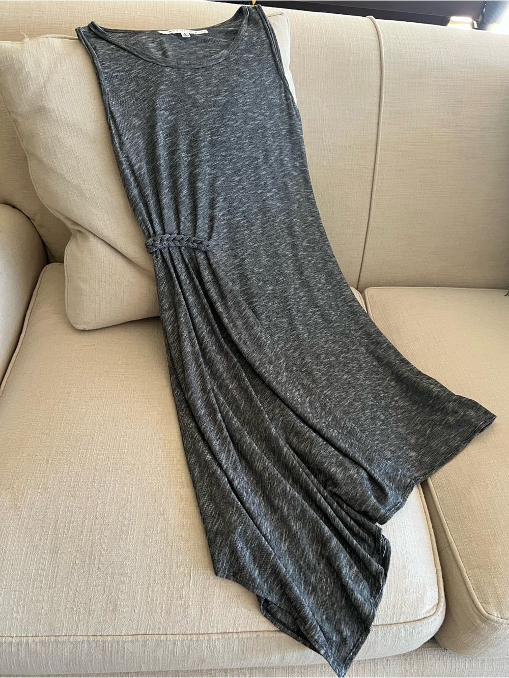 Max Studio Ribbed Sleeveless Maxi Dress in Charcoal Gray